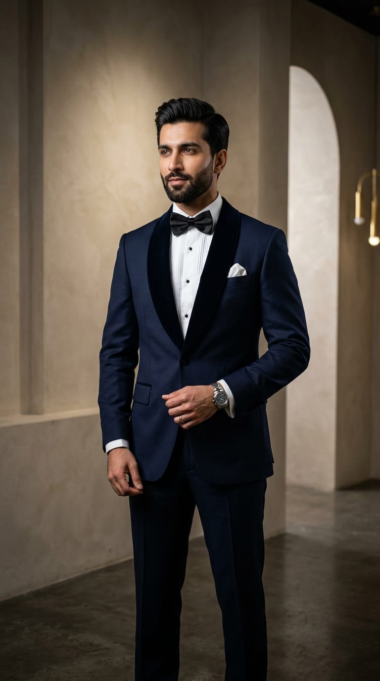 Midnight Blue valvet Lapel Tuxedo