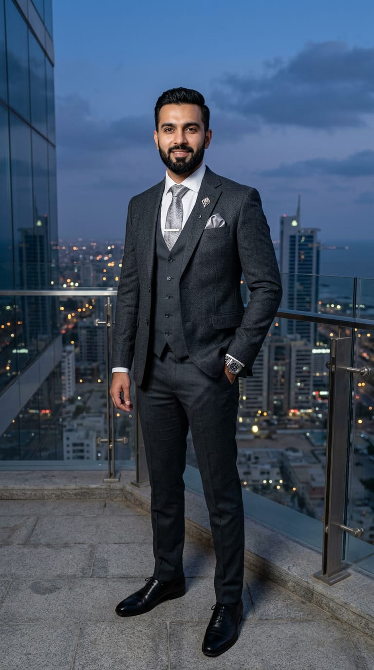 Charcoal Executive Three-piece suit