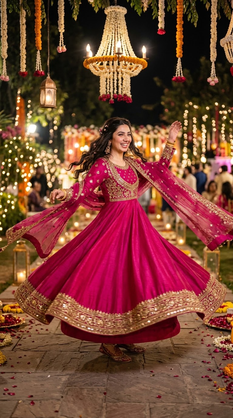 Magenta Twril Anarkali