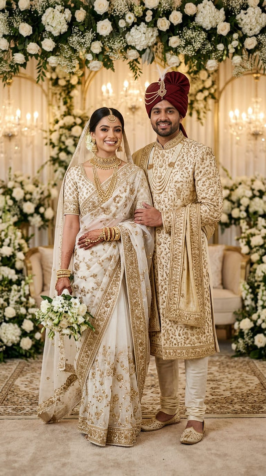 Matching Invory Heritage Nikkha couple Ensemble