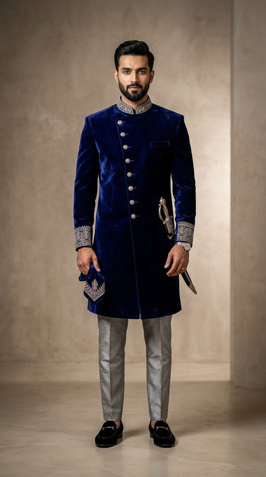 Royal navy valvet Prince coat set