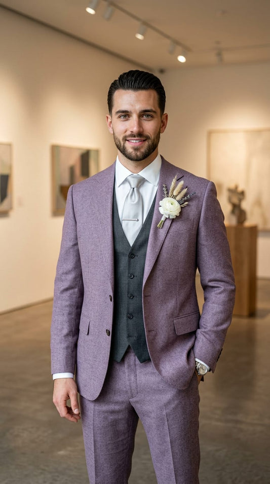 Lilac Textured Groom suit